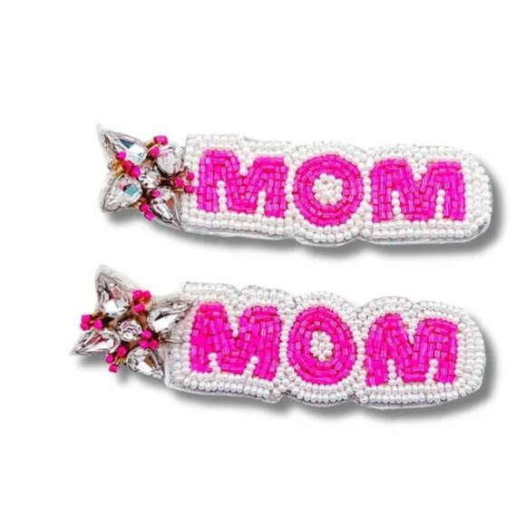 Cool MOMS Club Seed Beaded Pink Coin Pouch - Earrings - Lanyard Keychain Charm - Picture 8 of 8